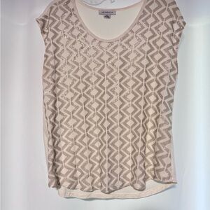 Liz Claiborne Taupe Sequin Zigzag Cap Sleeve Cami